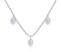 3 Water Drops CZ Silver Necklace SPE-3768